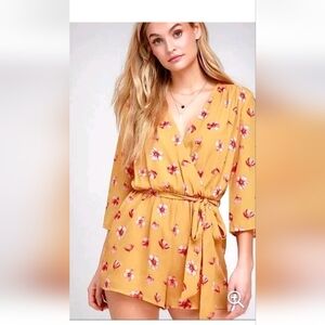 Lulu's Yellow Floral Short romper